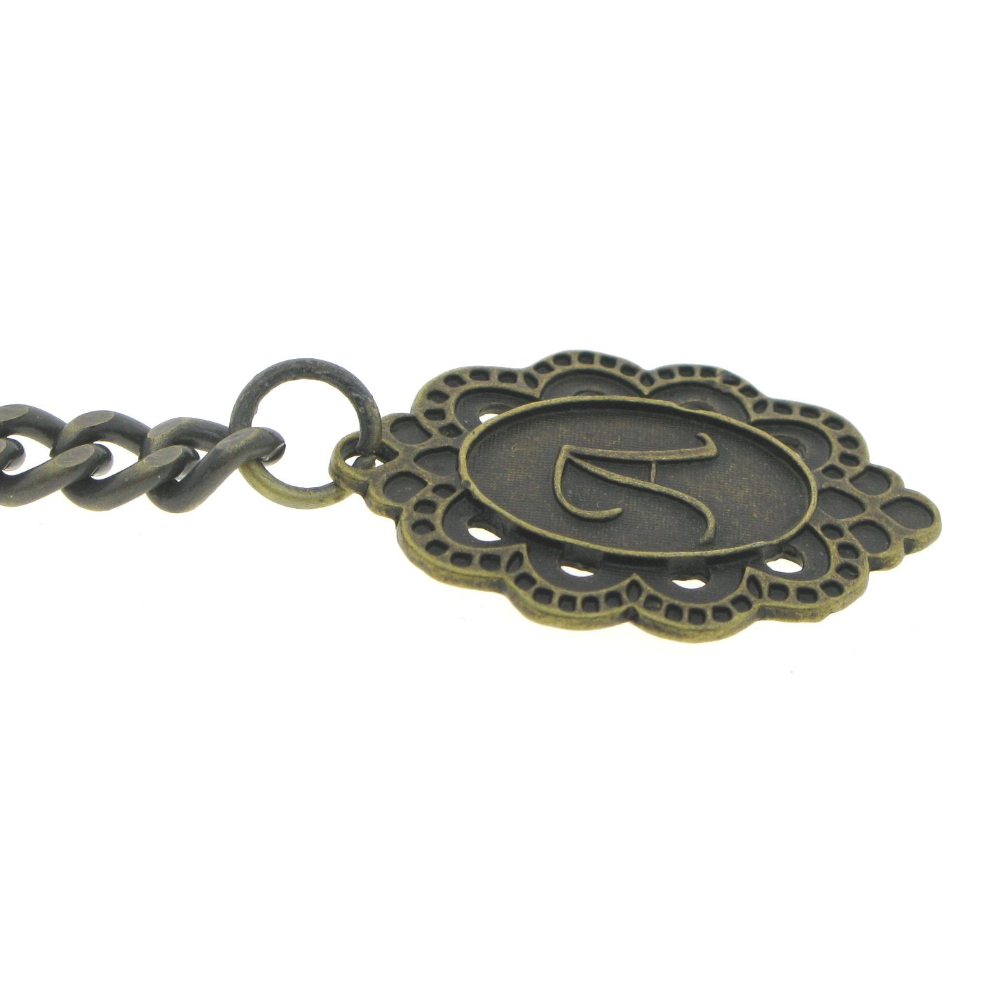 Albert Chain Pocket Watch Chains for Men Antique Brass Color with Alphabet A Initial Letter Fob T Bar AC89