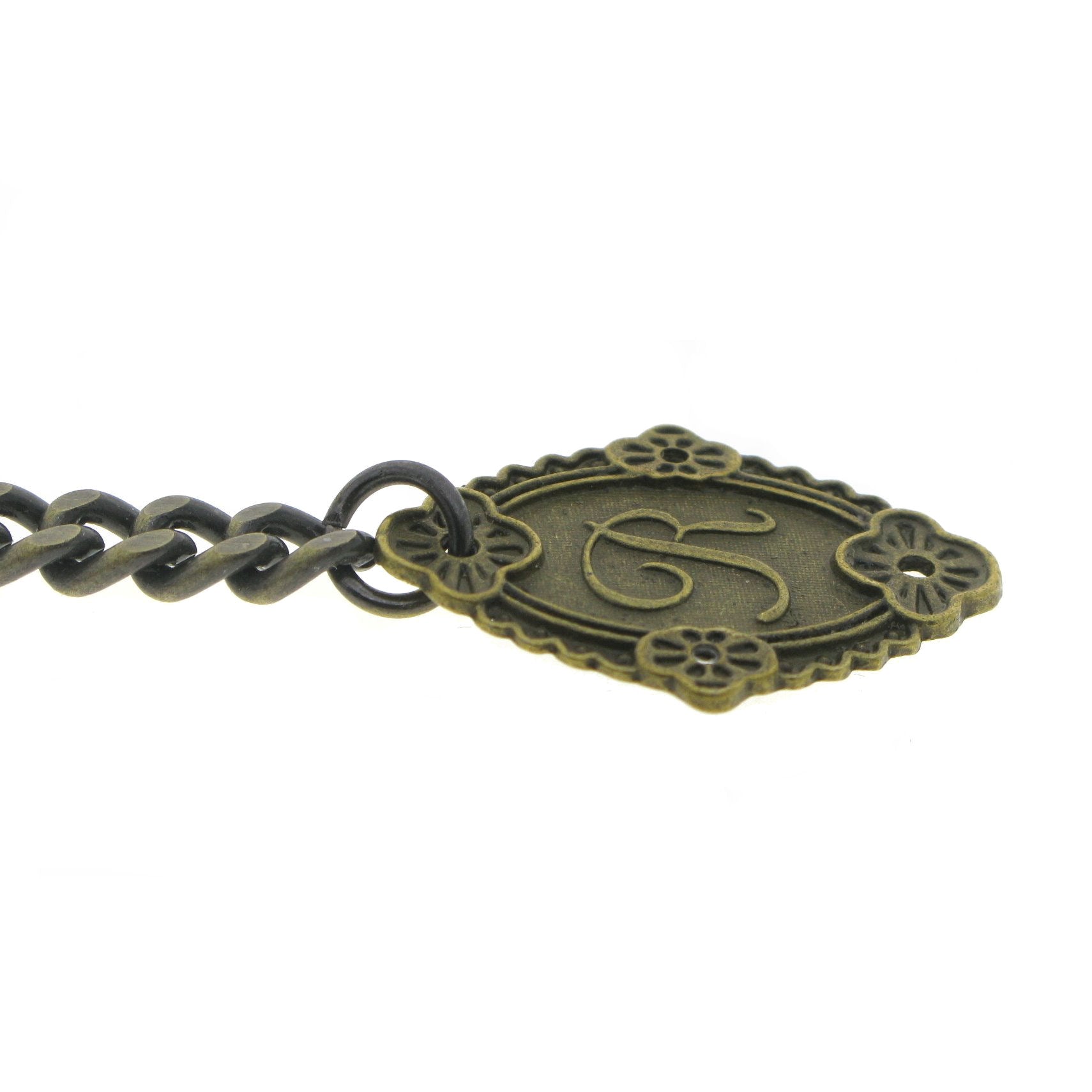 Albert Chain Pocket Watch Chains for Men Antique Brass Color with Alphabet R Initial Letter Fob T Bar AC90