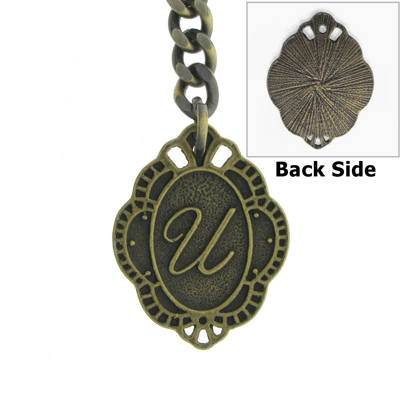 Albert Chain Pocket Watch Chains for Men Antique Brass Color with Alphabet U Initial Letter Fob T Bar AC91