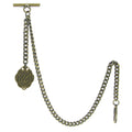 Albert Chain Pocket Watch Chains for Men Antique Brass Color with Alphabet U Initial Letter Fob T Bar AC91