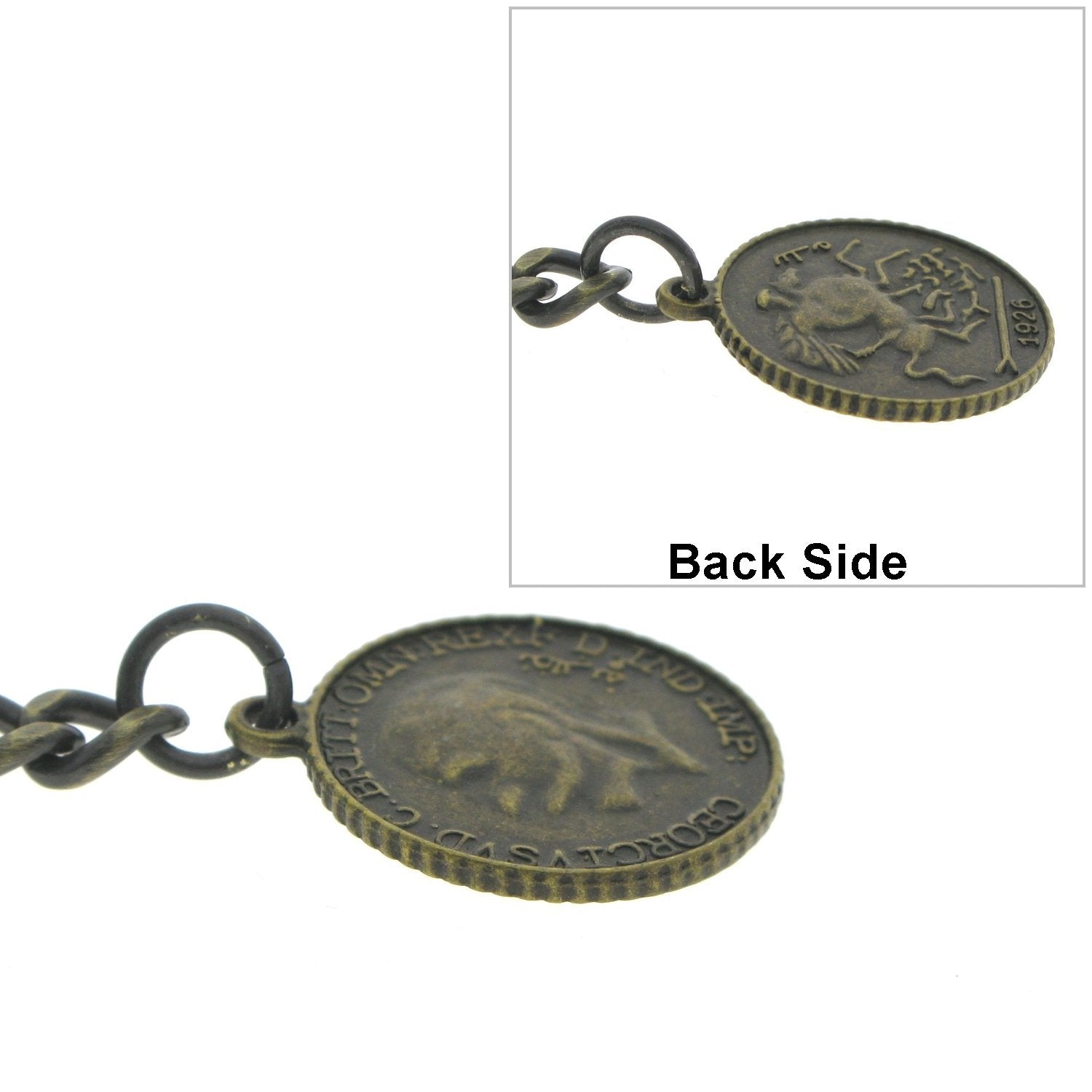Albert Chain Pocket Watch Chains for Men Antique Brass Color Old Coin Design Fob T Bar AC93