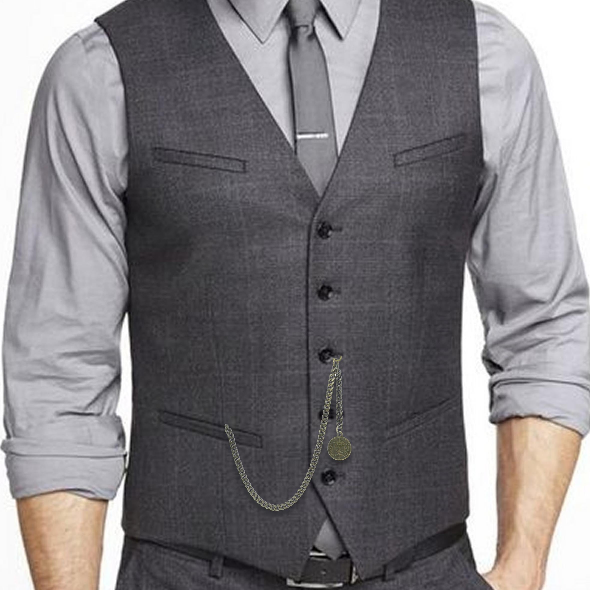 Albert Chain Pocket Watch Chains for Men Antique Brass Color Old Coin Design Fob T Bar AC94