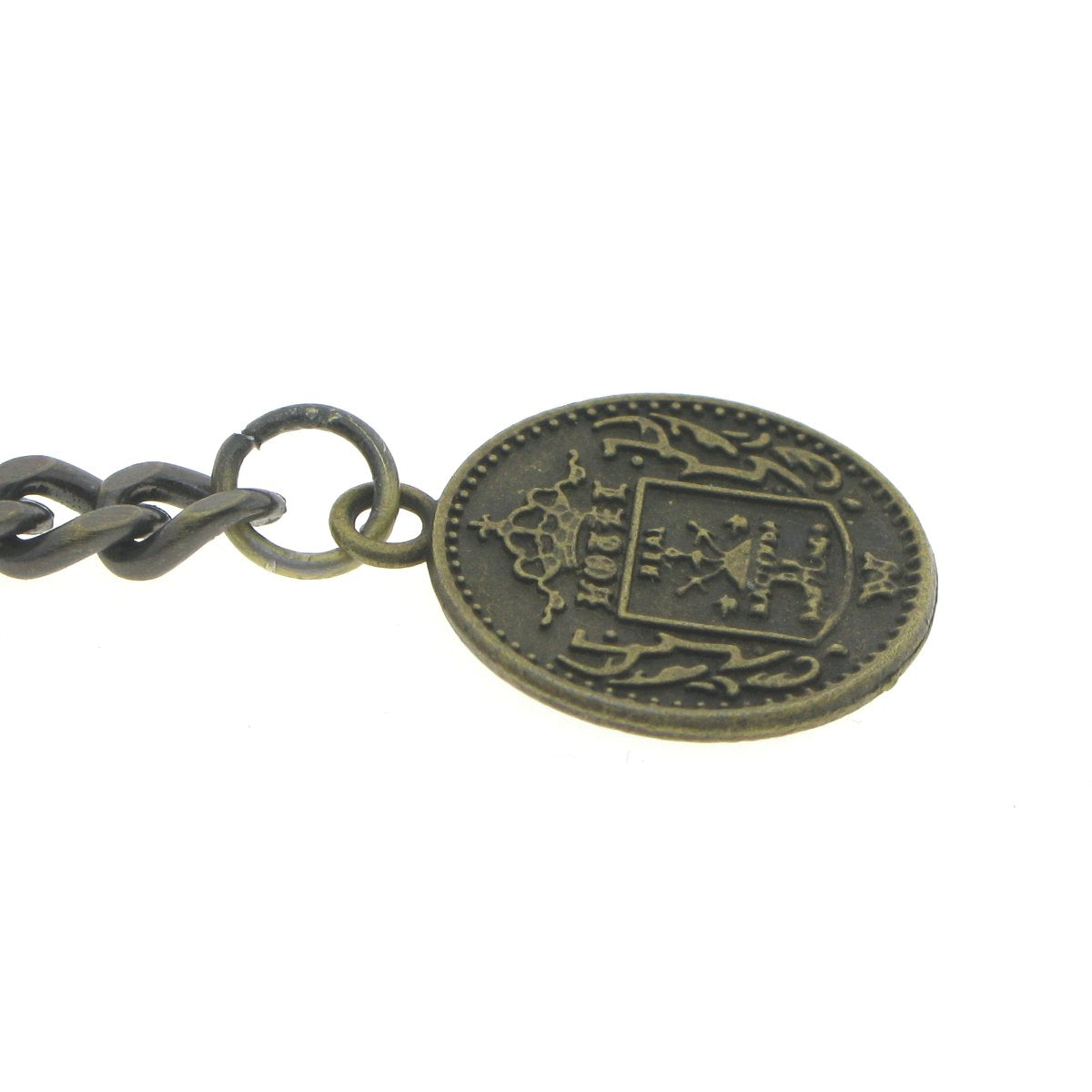 Albert Chain Pocket Watch Chains for Men Antique Brass Color Old Coin Design Fob T Bar AC94