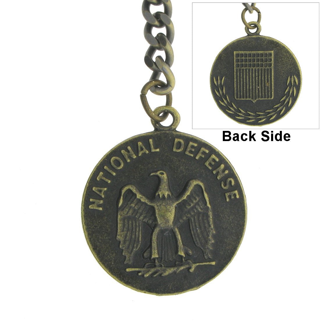 Albert Chain Pocket Watch Chains for Men Antique Brass Color with 32 MM Big Size US National Defense Medal Fob T Bar AC95