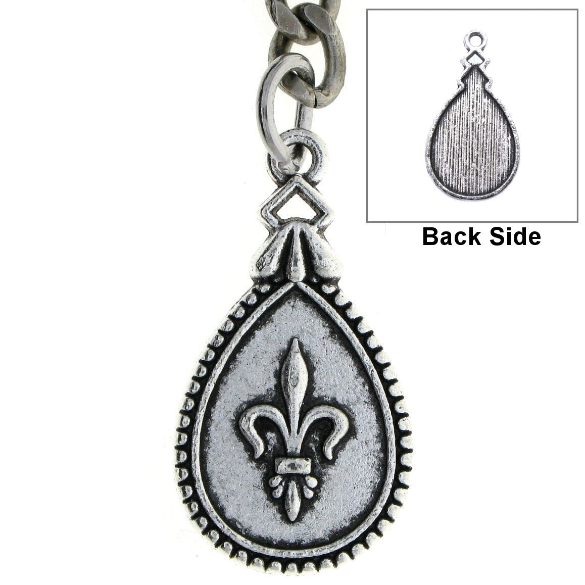 Albert Chain Silver Color Pocket Watch Chains for Men with Fleur-de-lis Pendant Fob T Bar AC96