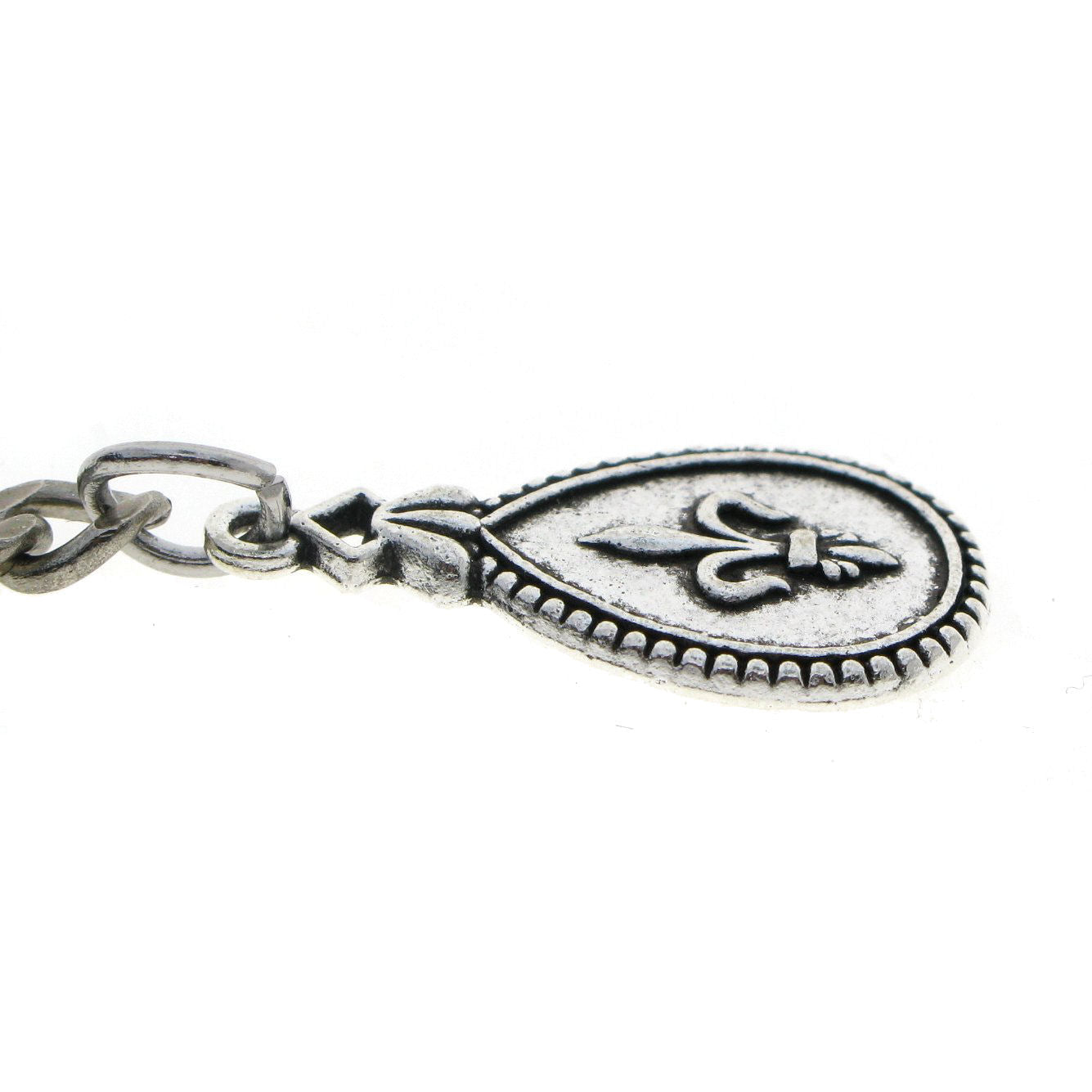 Albert Chain Silver Color Pocket Watch Chains for Men with Fleur-de-lis Pendant Fob T Bar AC96