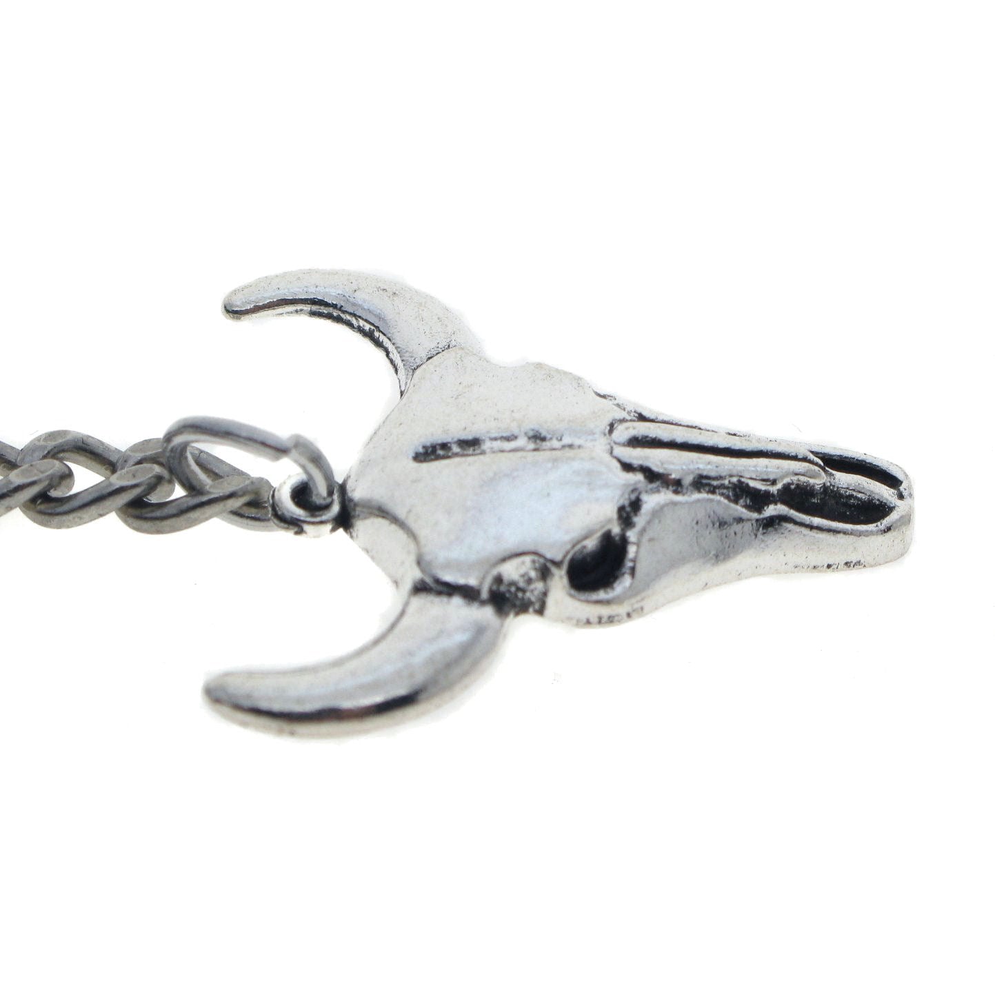 Albert Chain Silver Color Pocket Watch Chains for Men with Cow Skull Pendant Fob T Bar AC97