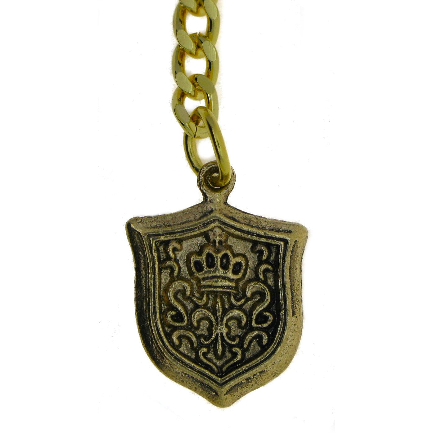 Albert Chain Gold Color Pocket Watch Chains for Men with T Bar Swivel Clasp and Ancient Shield Design Fob AC98