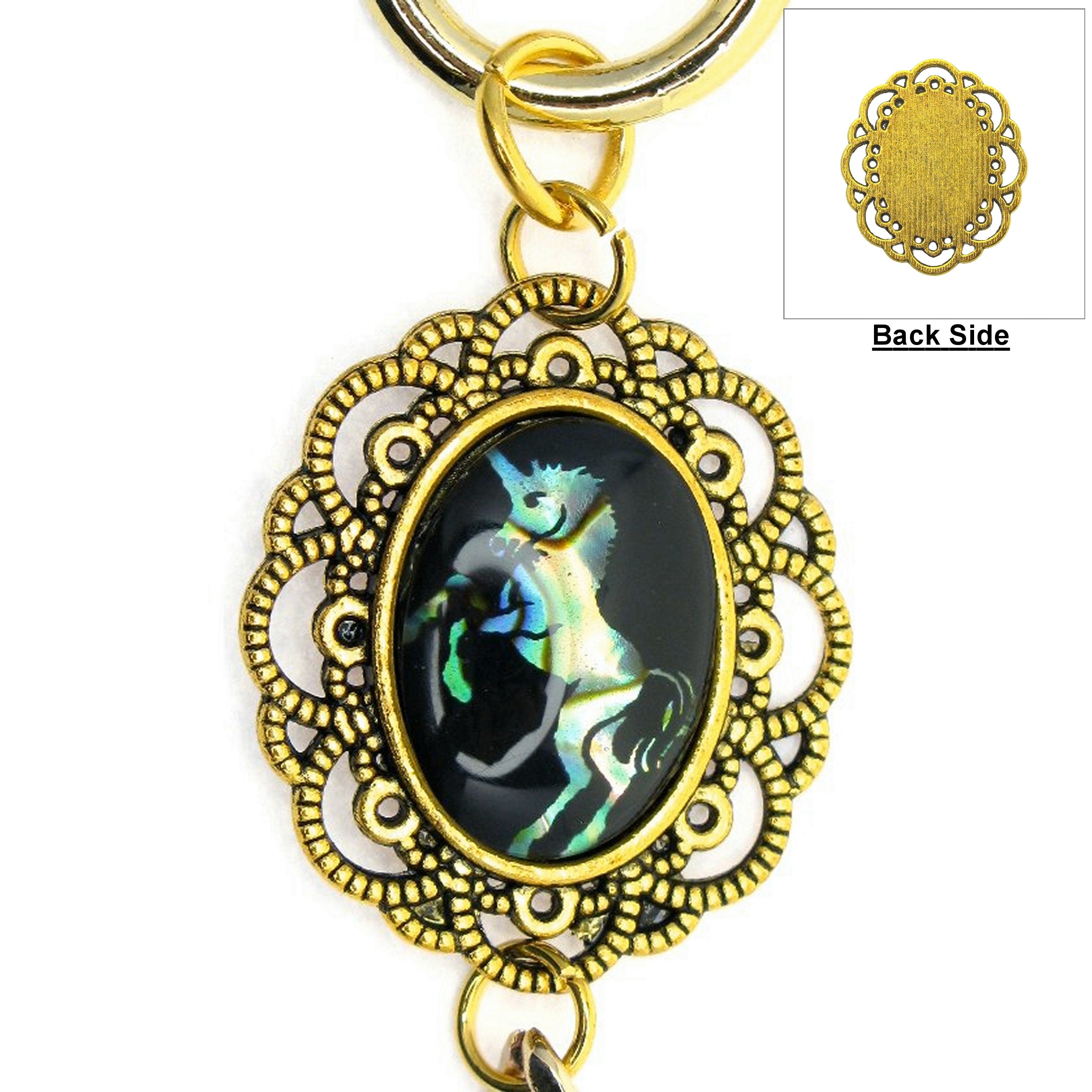 Pocket Watch Chain Gold Color Albert Chain for Men with Elephant Pattern Abalone Shell Epoxy Fob and Large Lobster Clasp Swivel Clasp ACF166