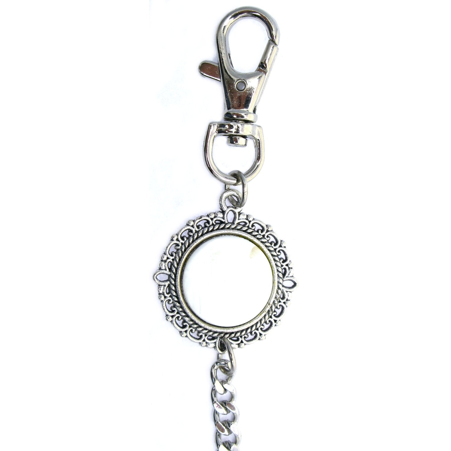 Pocket Watch Chain Silver Color Albert Chain for Men with Real Mother of Pearl Charm Fob and Large Lobster Clasp Swivel Clasp ACF171