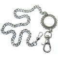 Pocket Watch Chain Silver Color Albert Chain for Men with Real Mother of Pearl Charm Fob and Large Lobster Clasp Swivel Clasp ACF171