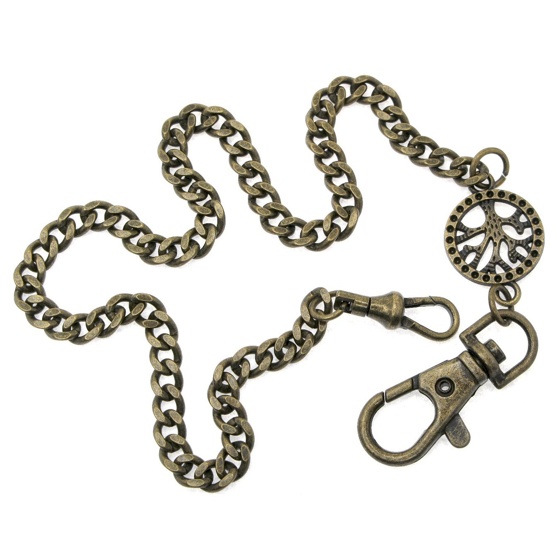 Pocket Watch Chain Antique Brass Color with Life Tree Design Charm Fob ACF173