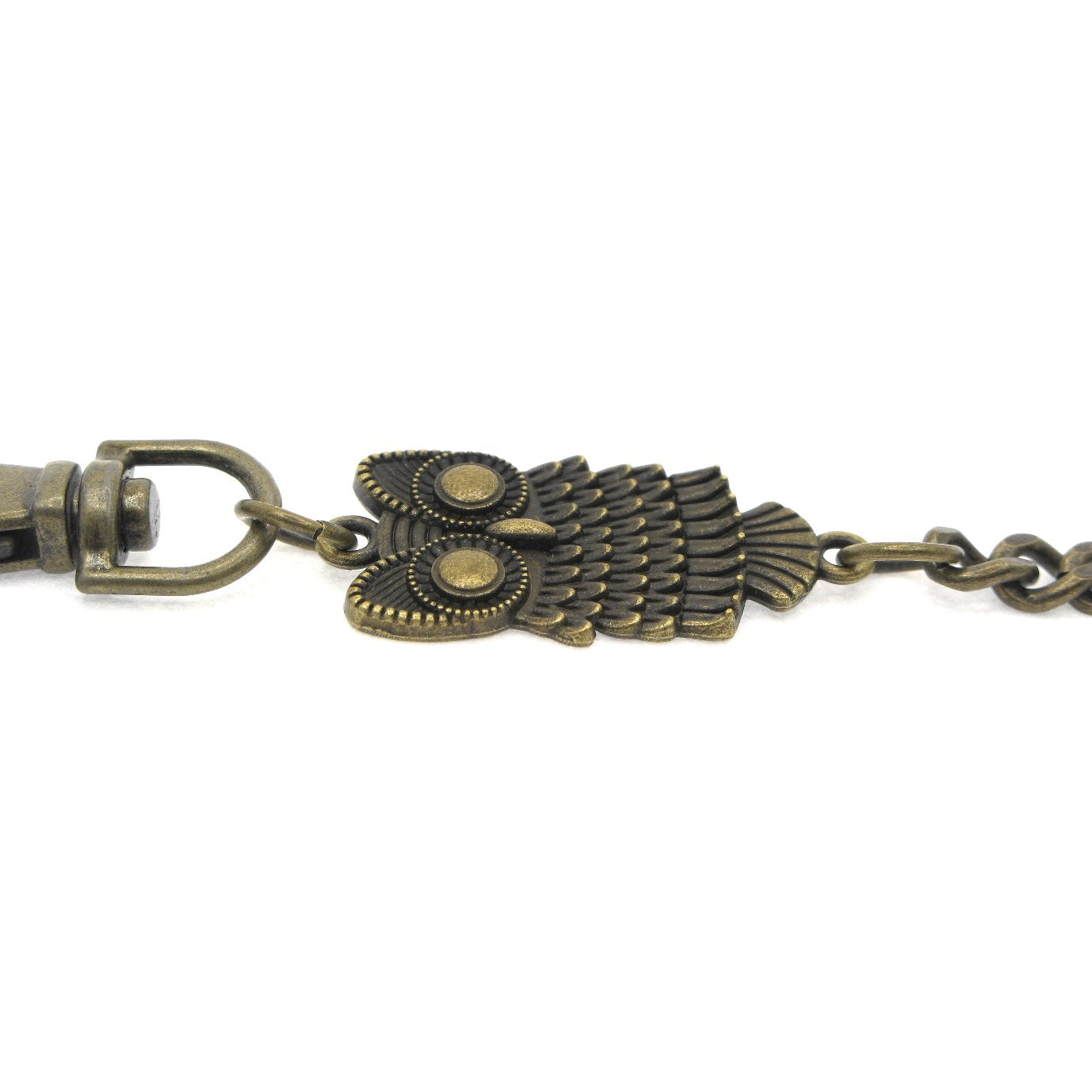 Pocket Watch Chain Antique Brass Color Albert Chain for Men with Owl Design Charm Fob and Large Lobster Clasp Swivel Clasp ACF175