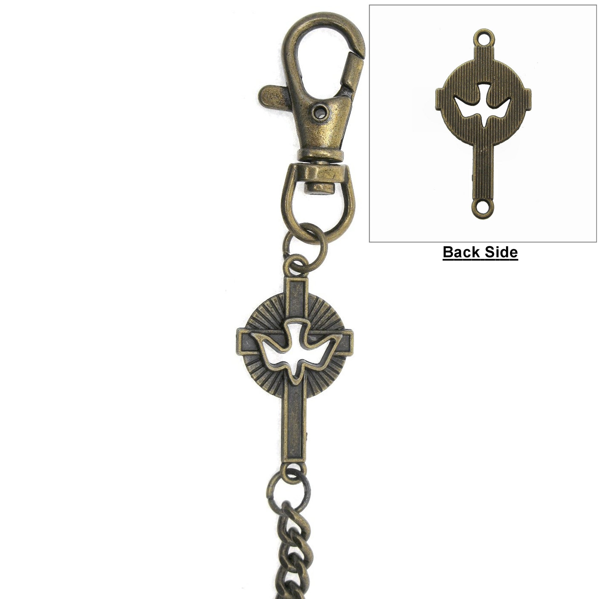 Pocket Watch Chain Antique Brass Color with Cross Design Charm Fob ACF176