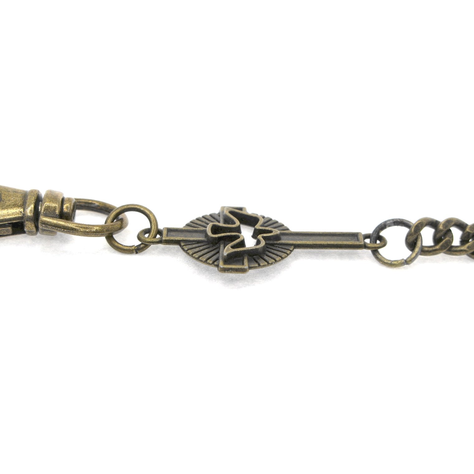 Pocket Watch Chain Antique Brass Color with Cross Design Charm Fob ACF176