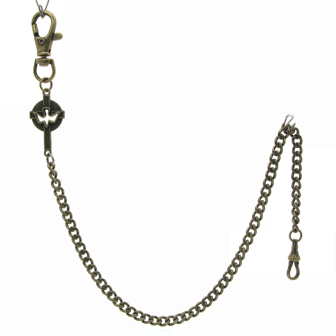 Pocket Watch Chain Antique Brass Color with Cross Design Charm Fob ACF176