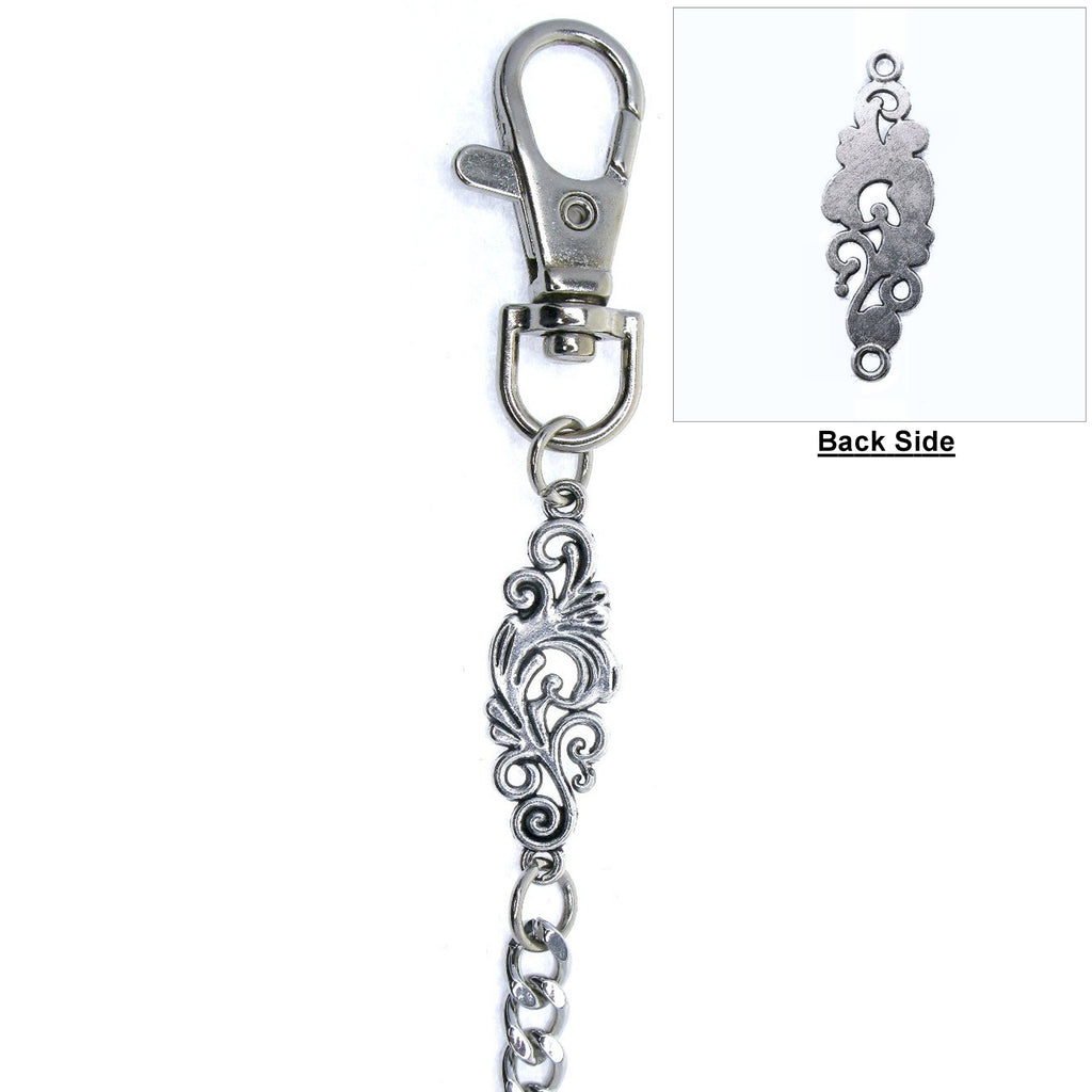 watchvshop Pocket Watch Chain Silver Color Albert Chain for Men with Classic Design Charm Fob and Large Lobster Clasp Swivel Clasp ACF178