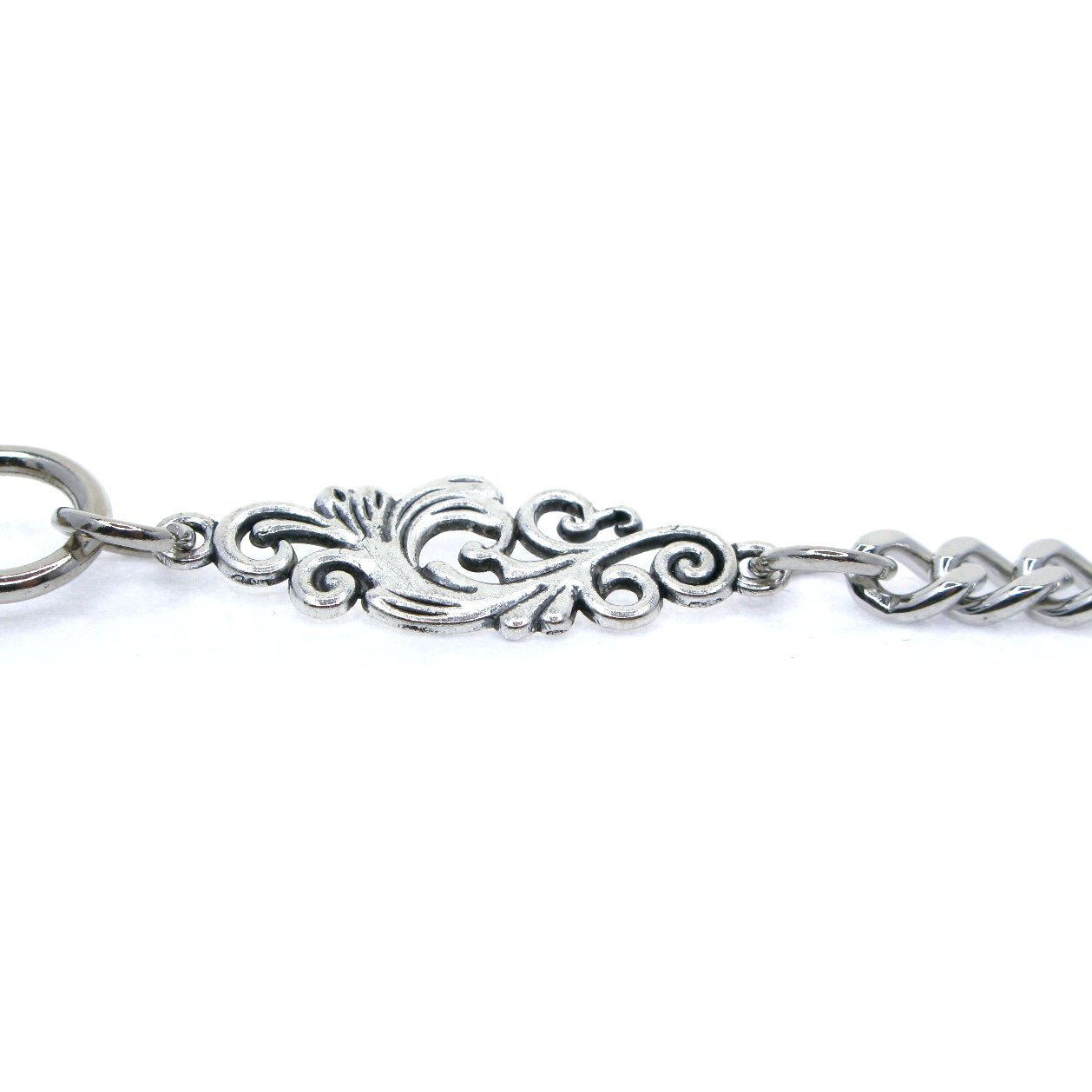 Pocket Watch Chain Silver Color with Classic Design Charm Fob ACF178A