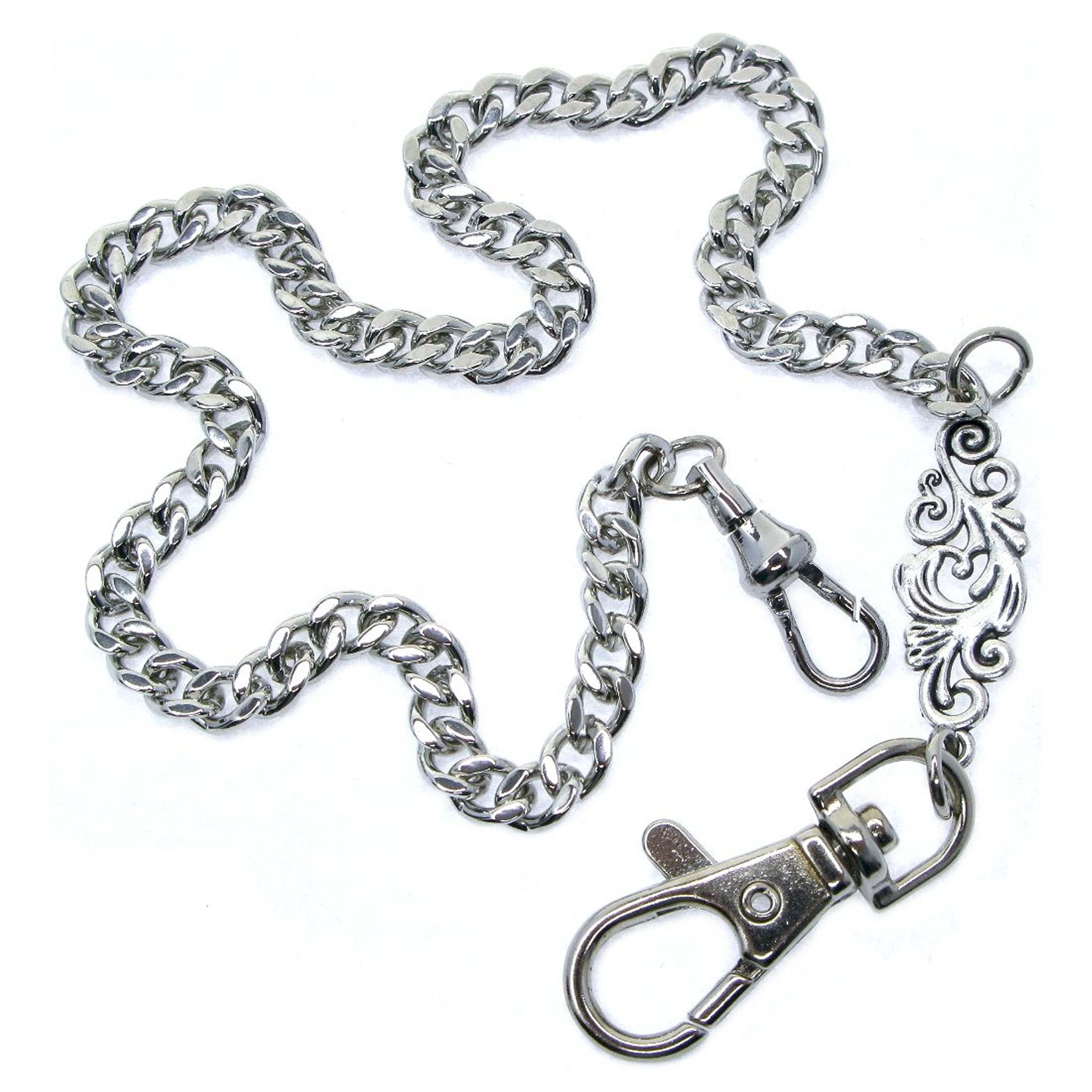 Pocket Watch Chain Silver Color with Classic Design Charm Fob ACF178A