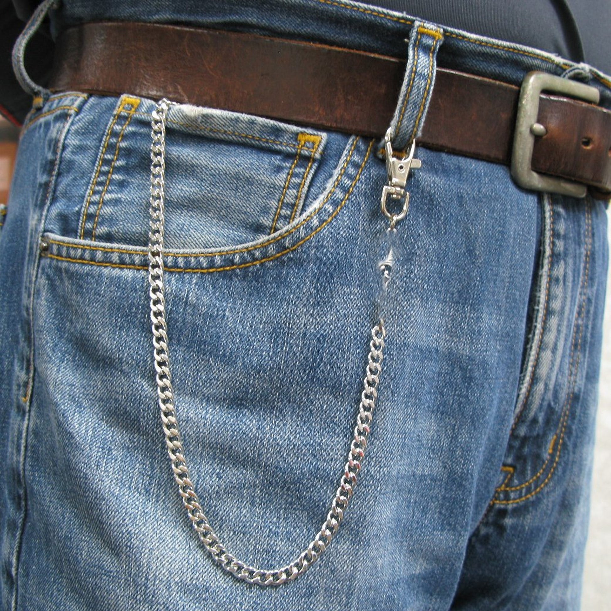 Pocket Watch Chain Silver Color with Classic Design Charm Fob ACF178A