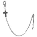 watchvshop Pocket Watch Chain Silver Color Albert Chain for Men with Cross Design Charm Fob and Large Lobster Clasp Swivel Clasp ACF189