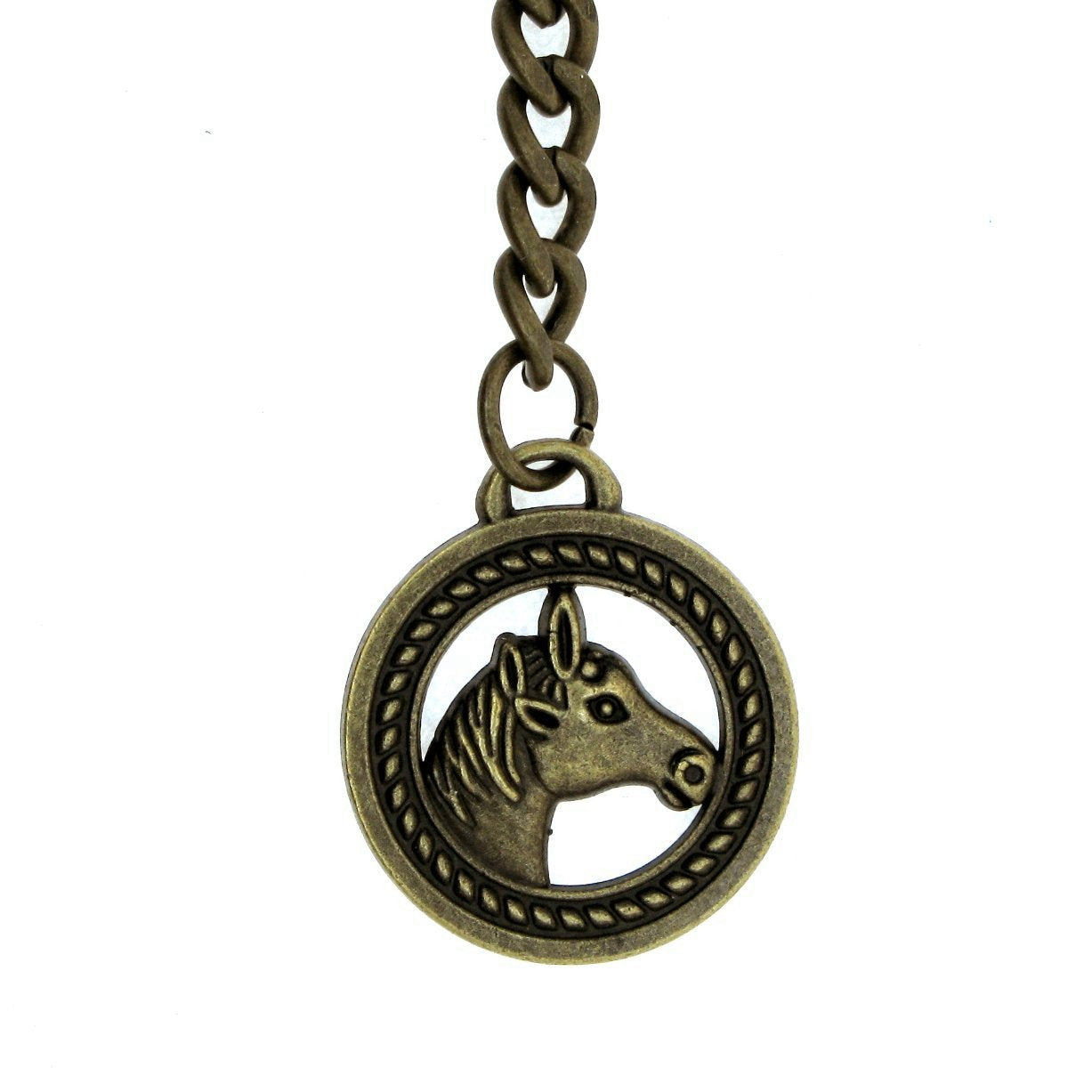 Albert Chain Pocket Watch Chains for Men Antique Brass Color - 2 Ways Usage on Vests & Trousers or Jeans with Horse Design Fob T Bar ACT03