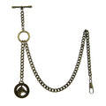 Albert Chain Pocket Watch Chains for Men Antique Brass Color - 2 Ways Usage on Vests & Trousers or Jeans with Horse Design Fob T Bar ACT03