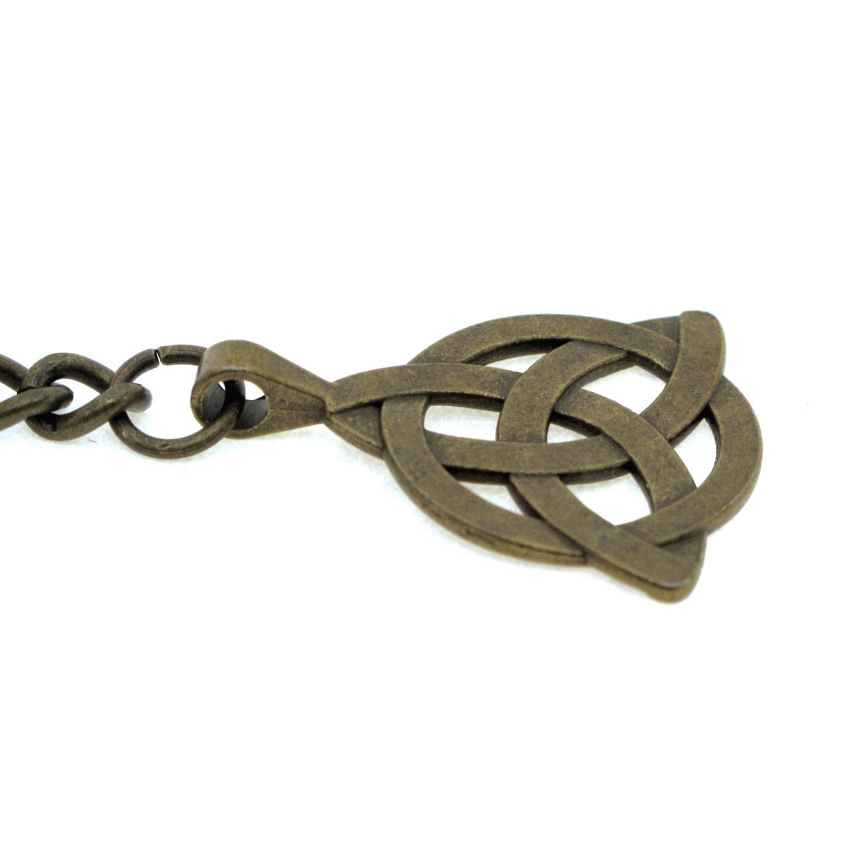 Albert Chain Antique Brass Color Pocket Watch Chain Vest Chain - 2 Ways Usage on Vests & Trousers or Jeans with Celtic Knot Design Fob T Bar ACT08A