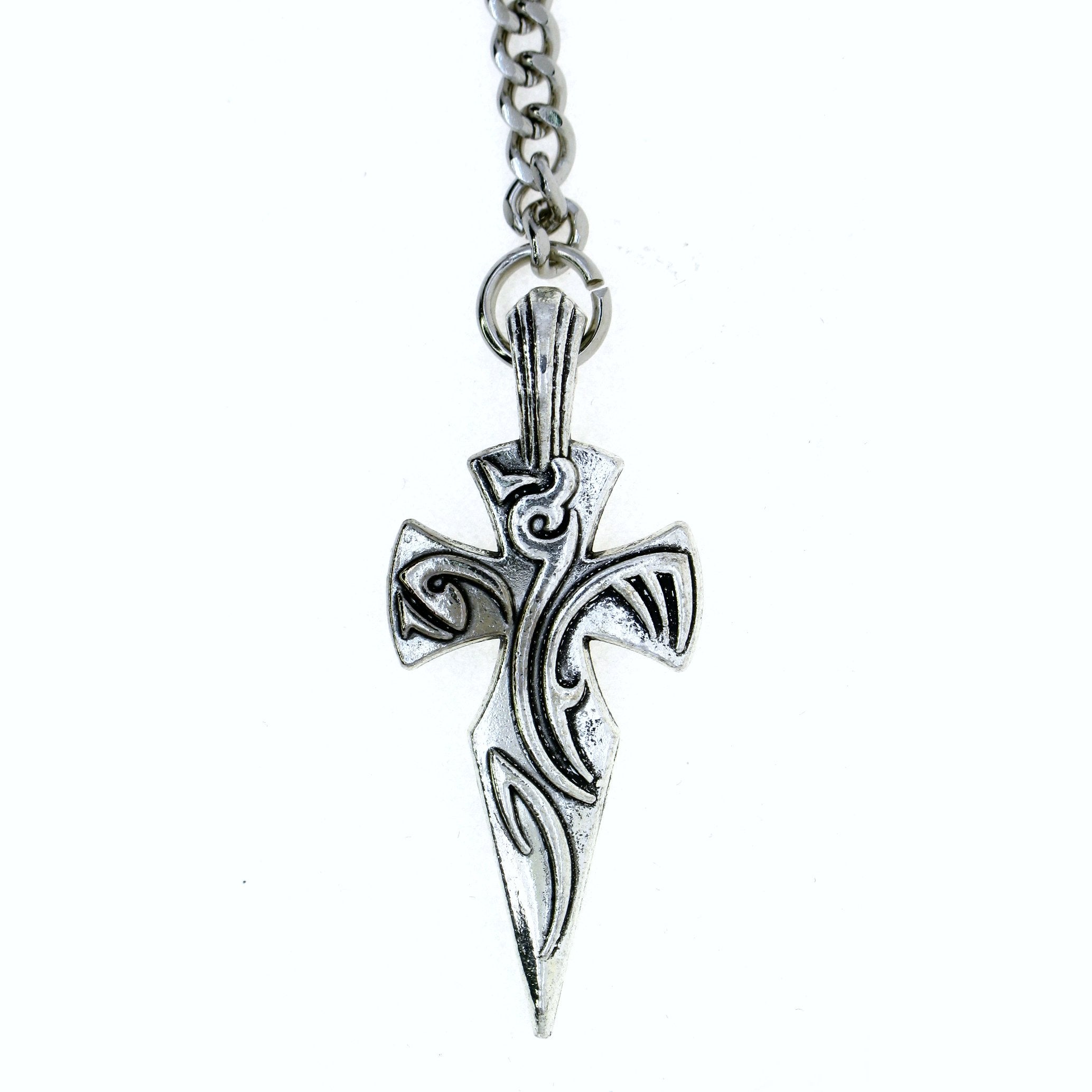 Silver Color Albert Chain using in Jean & Vest with Religious Cross Design Fob ACT113