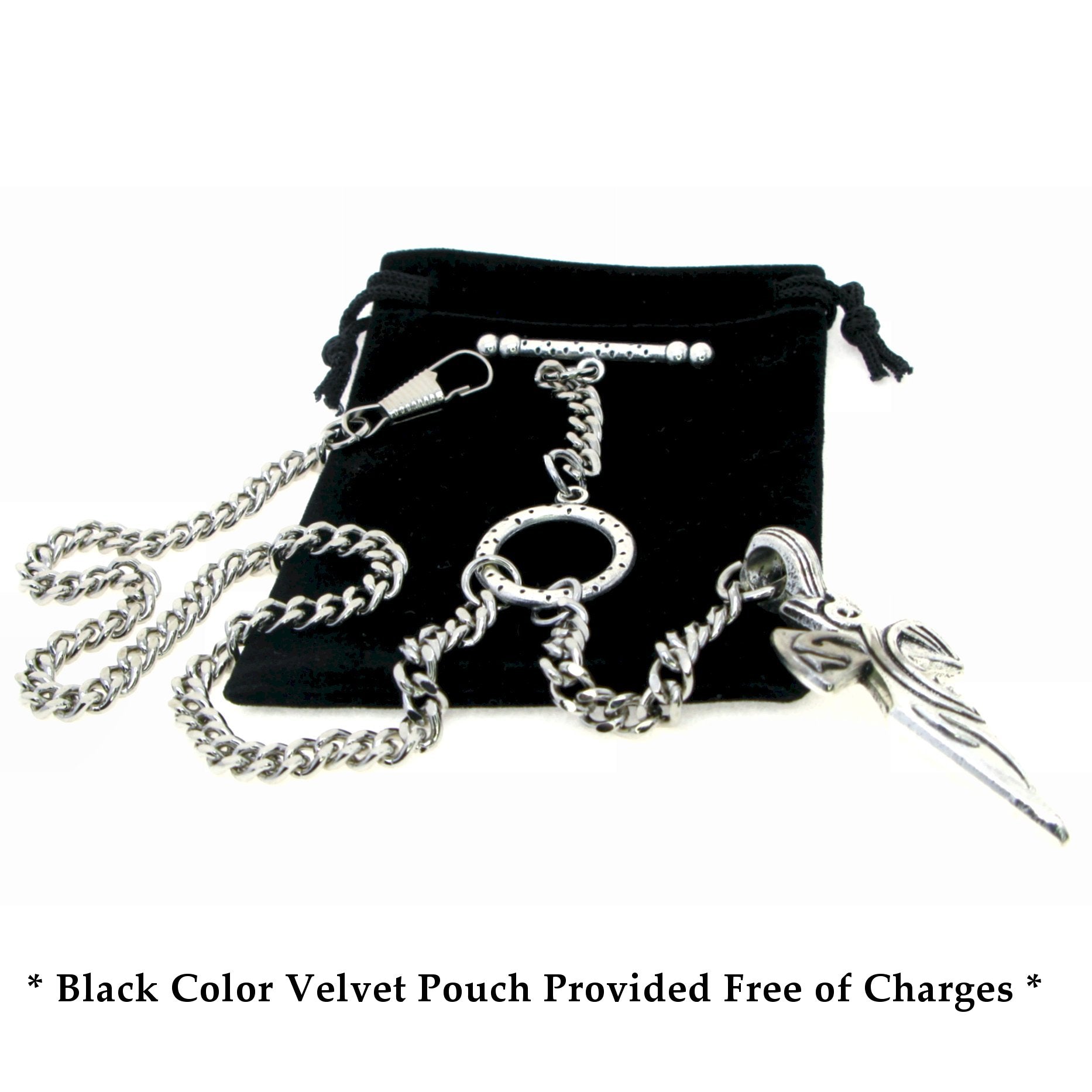 Silver Color Albert Chain using in Jean & Vest with Religious Cross Design Fob ACT113