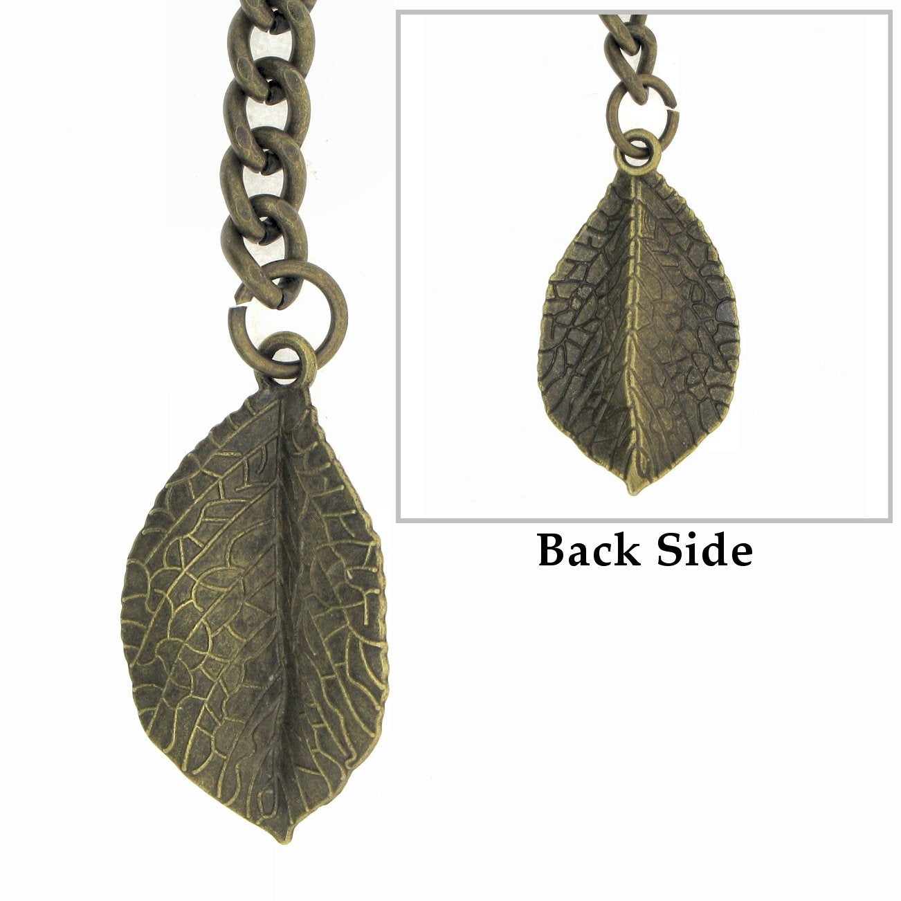 Albert Chain Antique Brass Color Pocket Watch Chain Vest Chain - 2 Ways Usage on Vests & Trousers or Jeans with Leaf Design Fob T Bar ACT117A