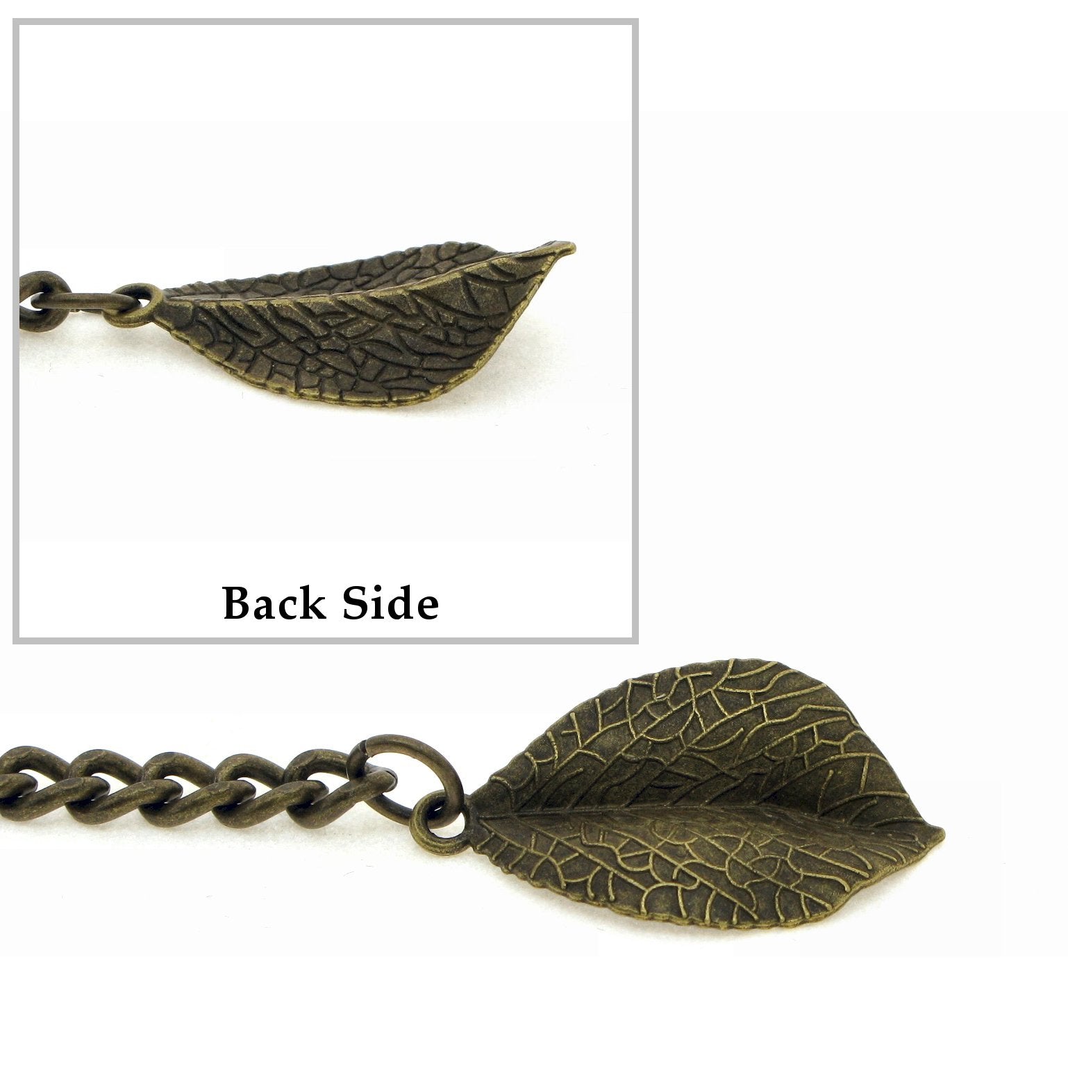 Albert Chain Antique Brass Color Pocket Watch Chain Vest Chain - 2 Ways Usage on Vests & Trousers or Jeans with Leaf Design Fob T Bar ACT117A