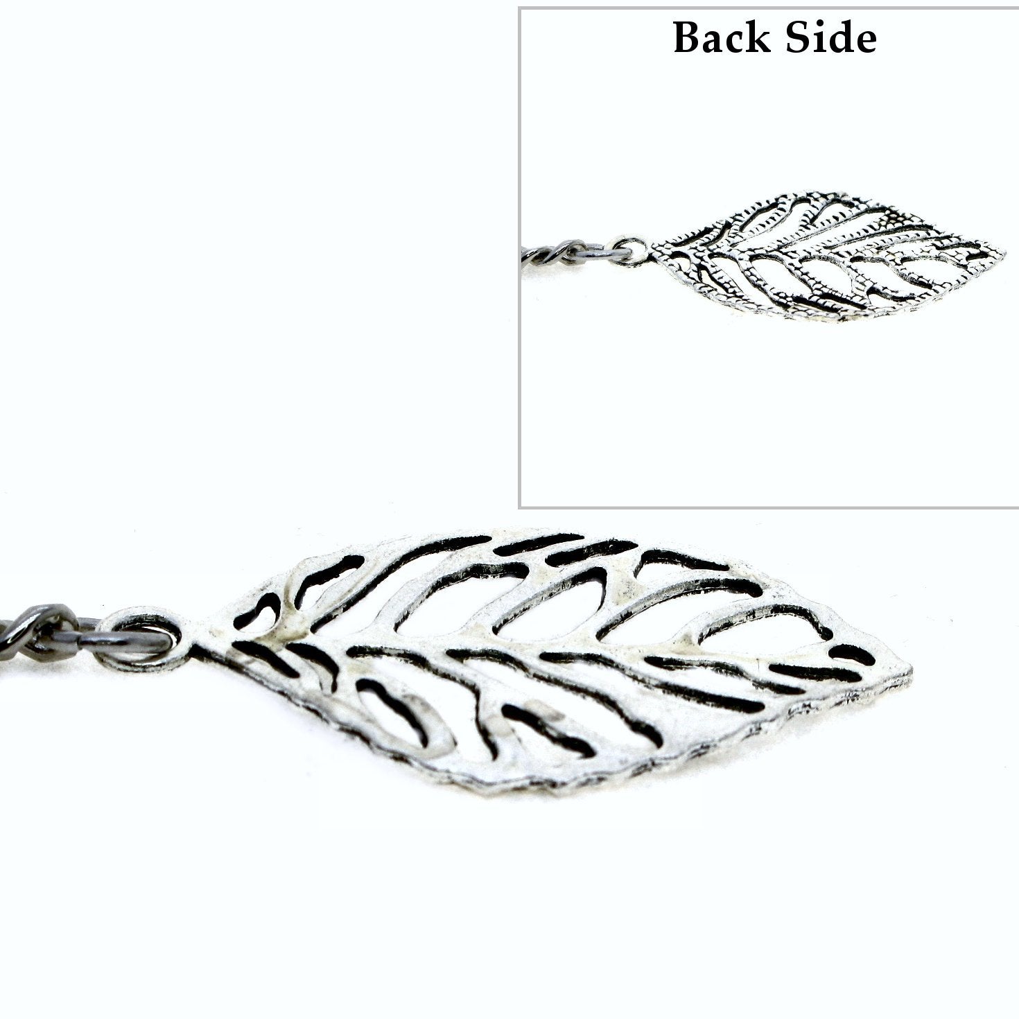 Albert Chain Silver Color Pocket Watch Chain Fob Chain for Men - 2 Ways Use on Vests & Trousers with Skeleton Leaf Design Fob T Bar ACT118A