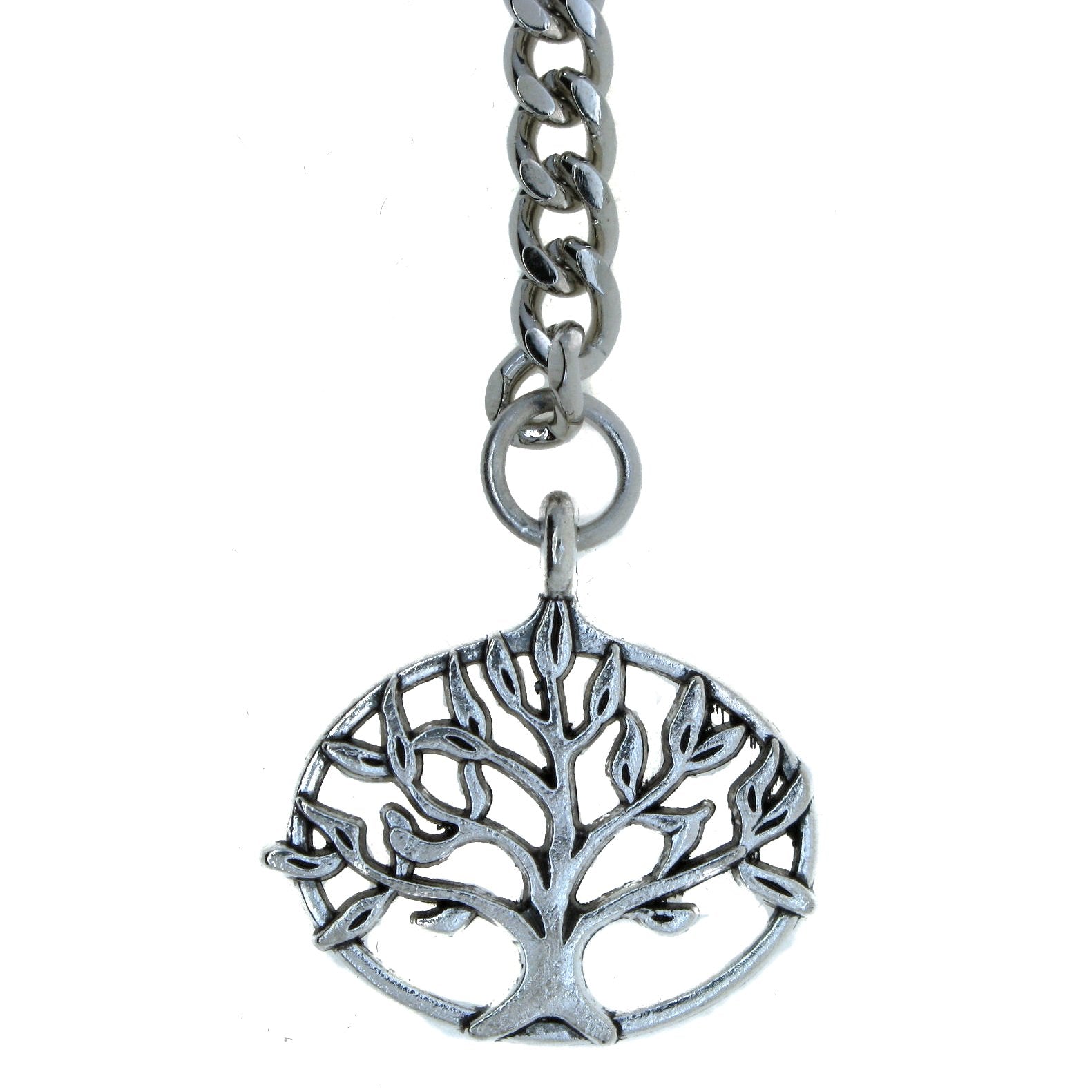 Albert Chain Silver Color Pocket Watch Chain Vest Chain - 2 Ways Usage on Vests & Trousers or Jeans with Life Tree Design Fob T Bar ACT12A