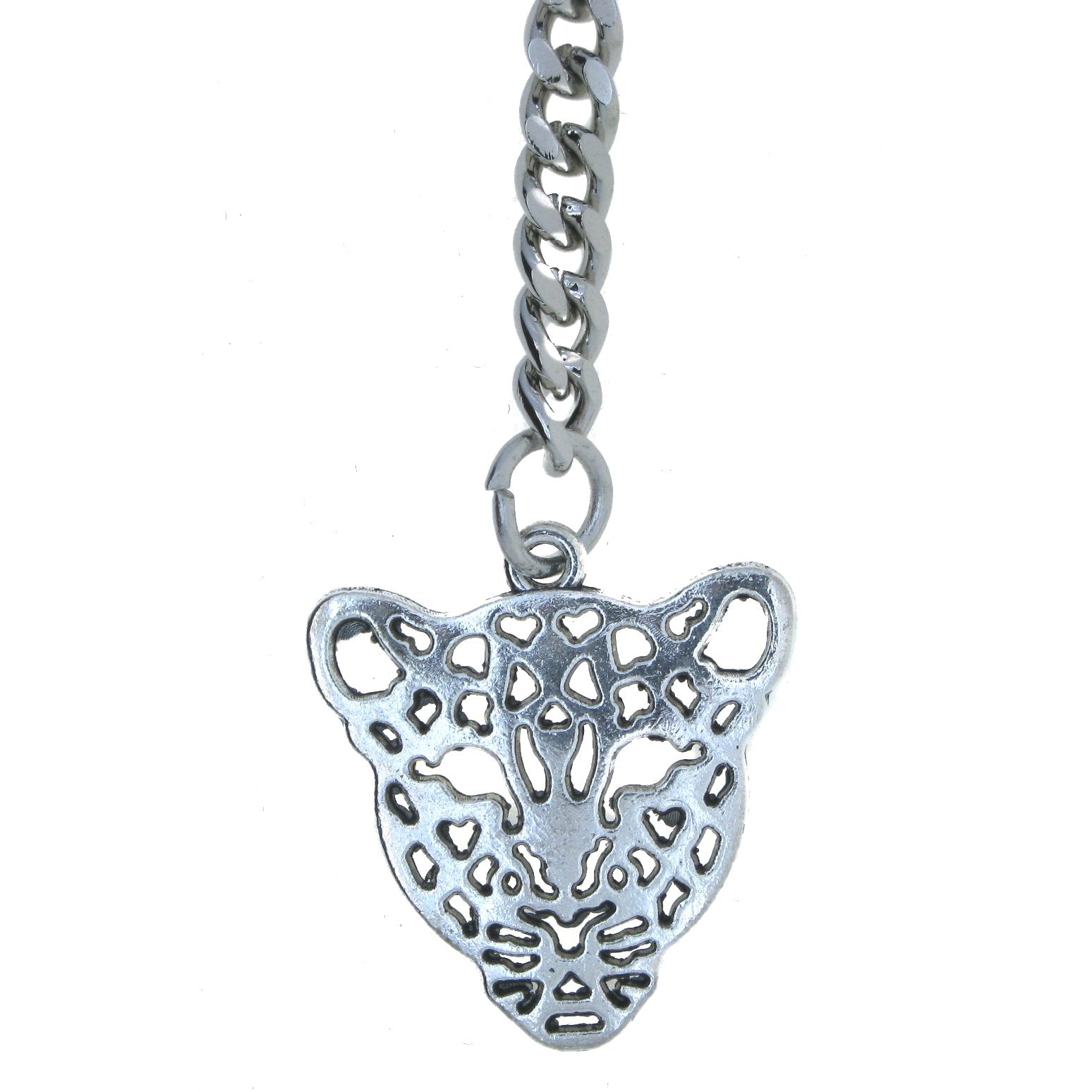 Albert Chain Silver Color Pocket Watch Chains for Men - 2 Ways Usage on Vests & Trousers or Jeans with Leopard Design Fob T Bar ACT13