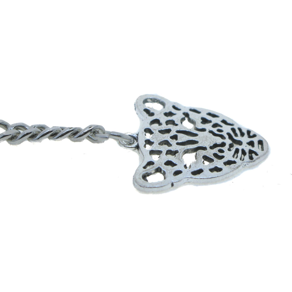 Albert Chain Silver Color Pocket Watch Chains for Men - 2 Ways Usage on Vests & Trousers or Jeans with Leopard Design Fob T Bar ACT13