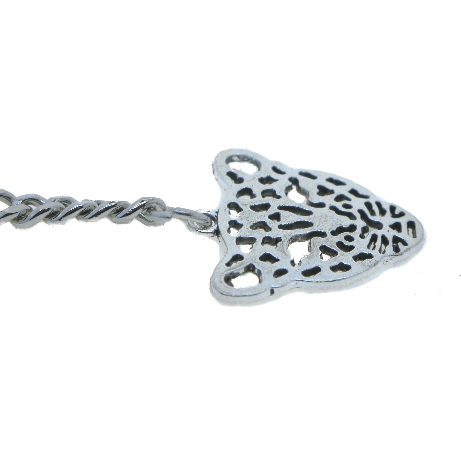 Albert Chain Silver Color Pocket Watch Chains for Men - 2 Ways Usage on Vests & Trousers or Jeans with Leopard Design Fob T Bar ACT13