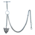 Albert Chain Silver Color Pocket Watch Chains for Men - 2 Ways Usage on Vests & Trousers or Jeans with Leopard Design Fob T Bar ACT13