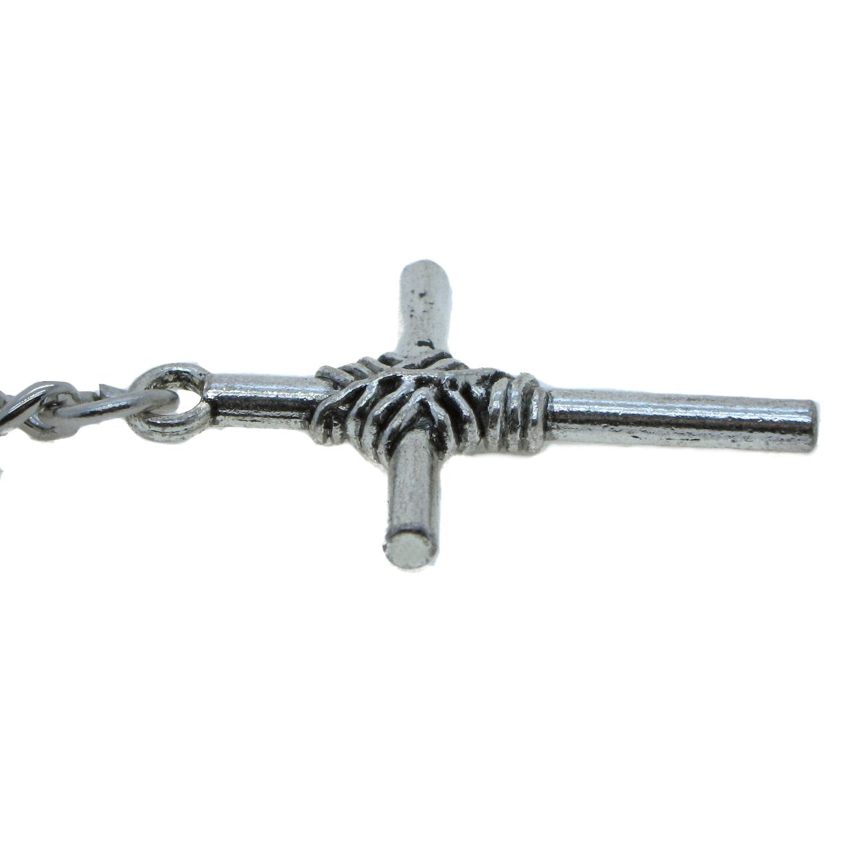 Albert Chain Silver Color Pocket Watch Chain Vest Chain - 2 Ways Usage on Vests & Trousers or Jeans with Religious Cross Design Fob T Bar ACT76A