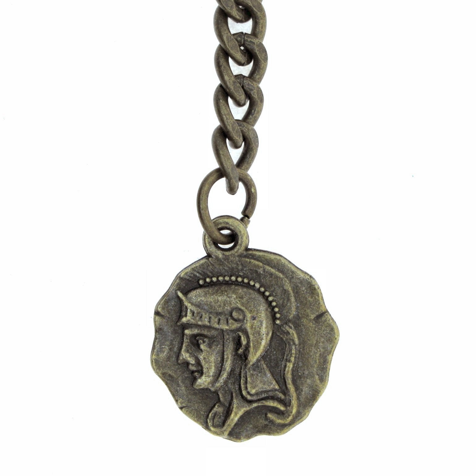 Albert Chain Pocket Watch Chains for Men Antique Brass Color with Ancient Soldier Medal Design Fob T Bar ACT92