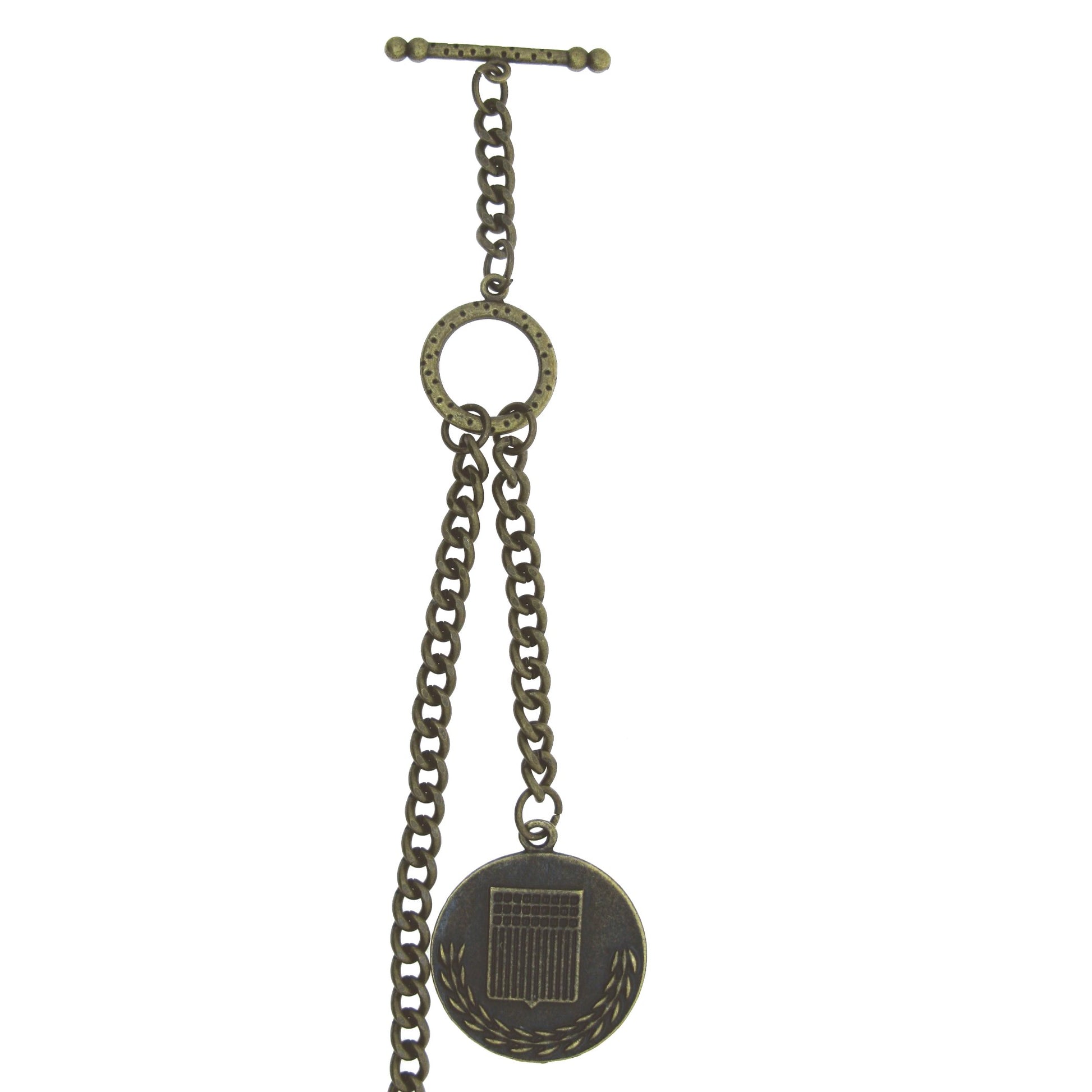 Albert Chain for Men Antique Brass Color with 32 MM Big Size US National Defense Eagle Medal Design Fob T Bar ACT95