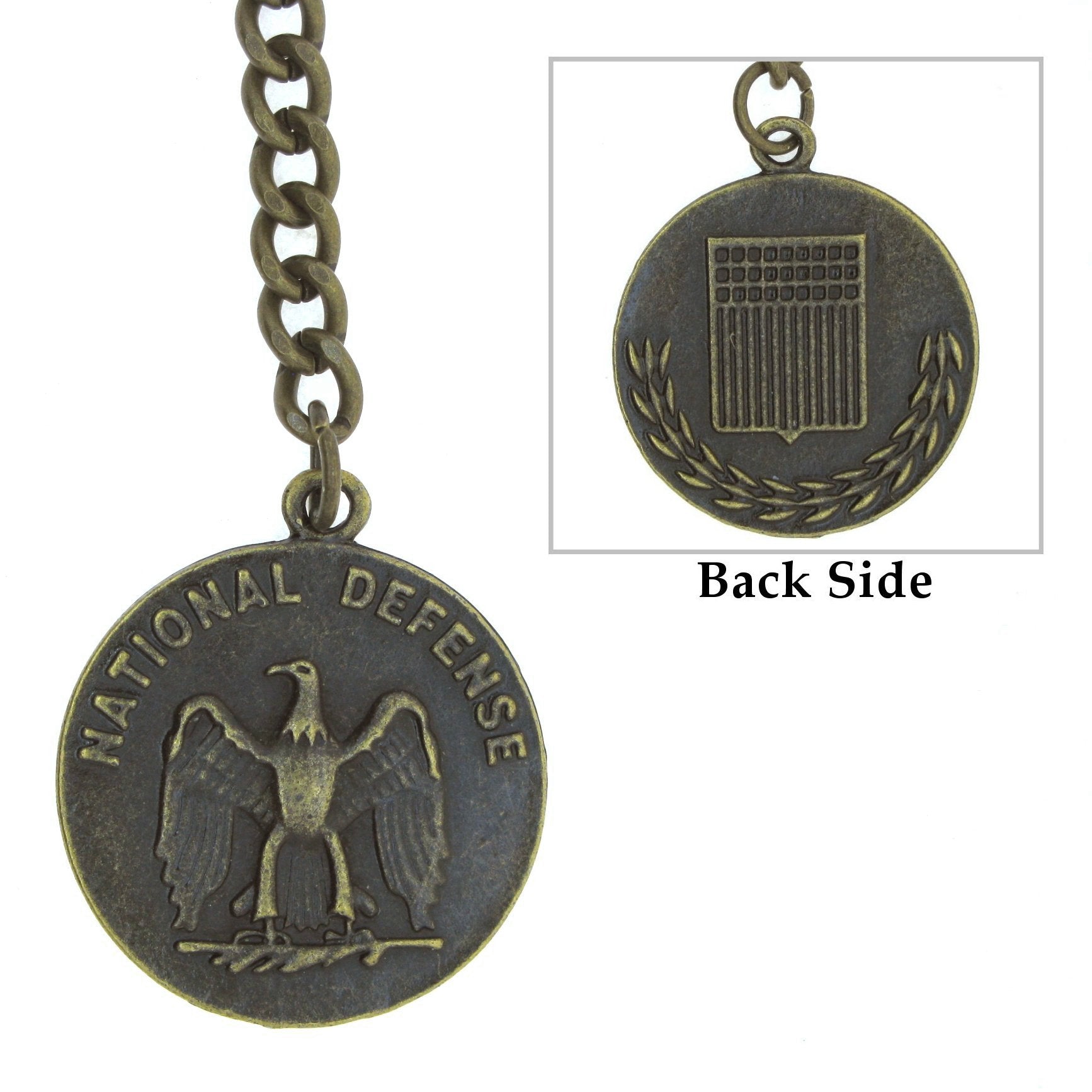 Albert Chain for Men Antique Brass Color with 32 MM Big Size US National Defense Eagle Medal Design Fob T Bar ACT95