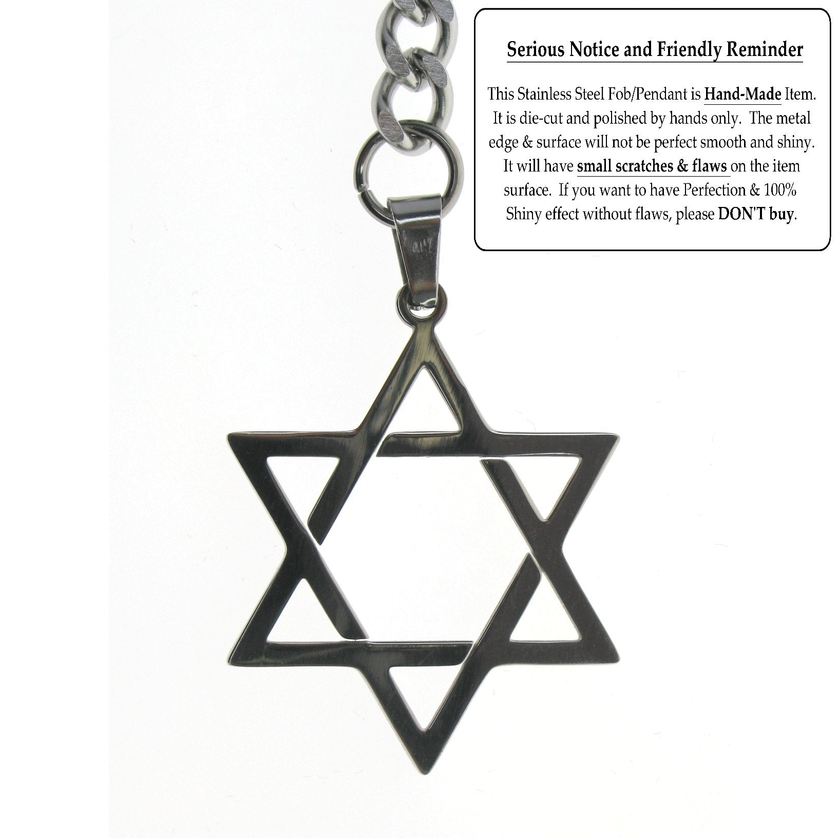 Albert Chain Pocket Watch Chains for Men All Real Stainless Steel with Steel T-Bar and Steel Star Design Fob ACS02