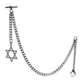 Albert Chain Pocket Watch Chains for Men All Real Stainless Steel with Steel T-Bar and Steel Star Design Fob ACS02