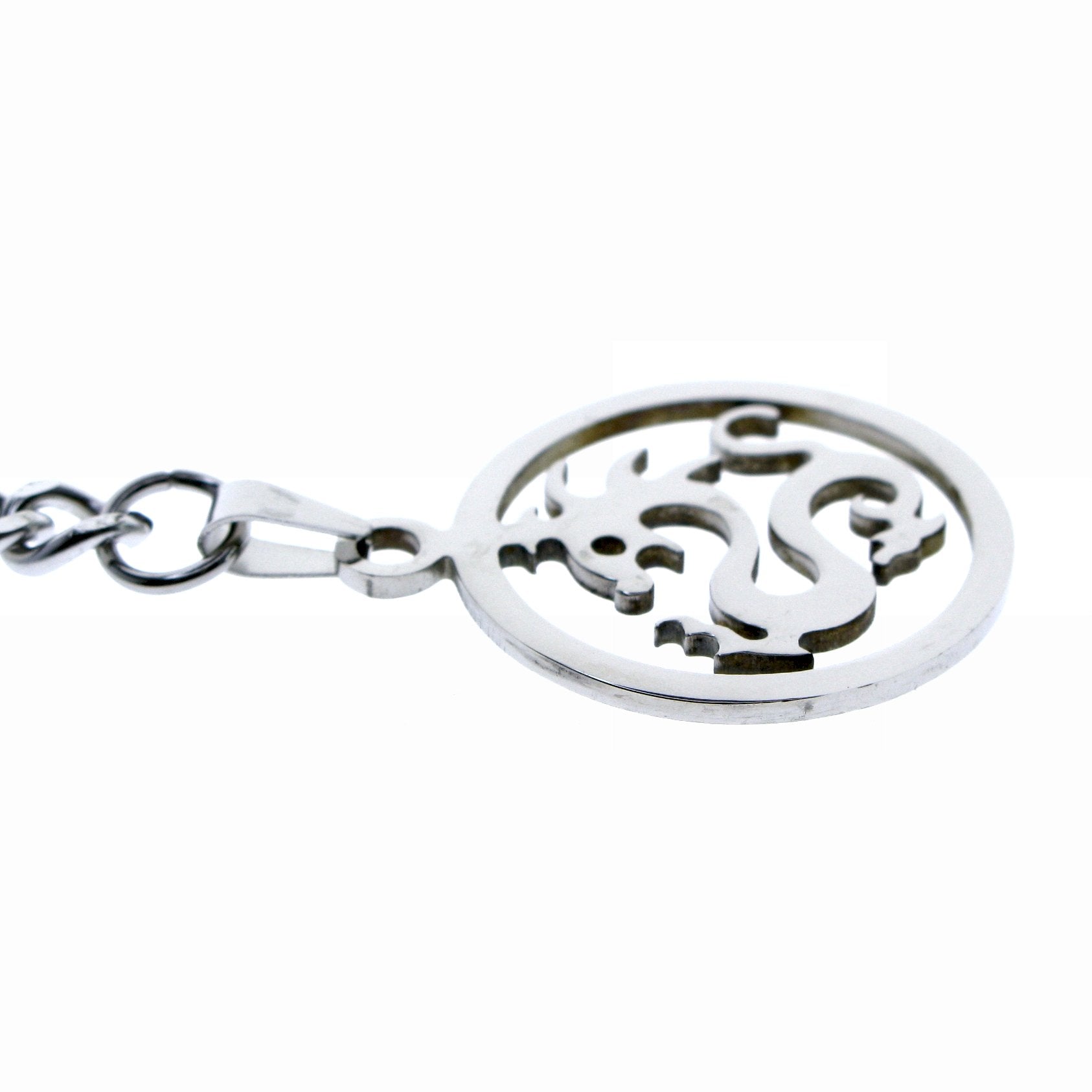 Albert Chain Pocket Watch Chains for Men All Real Stainless Steel with Steel T-Bar and Steel Dragon Design Fob ACS04