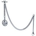 Albert Chain Pocket Watch Chains for Men All Real Stainless Steel with Steel T-Bar and Steel Dragon Design Fob ACS04