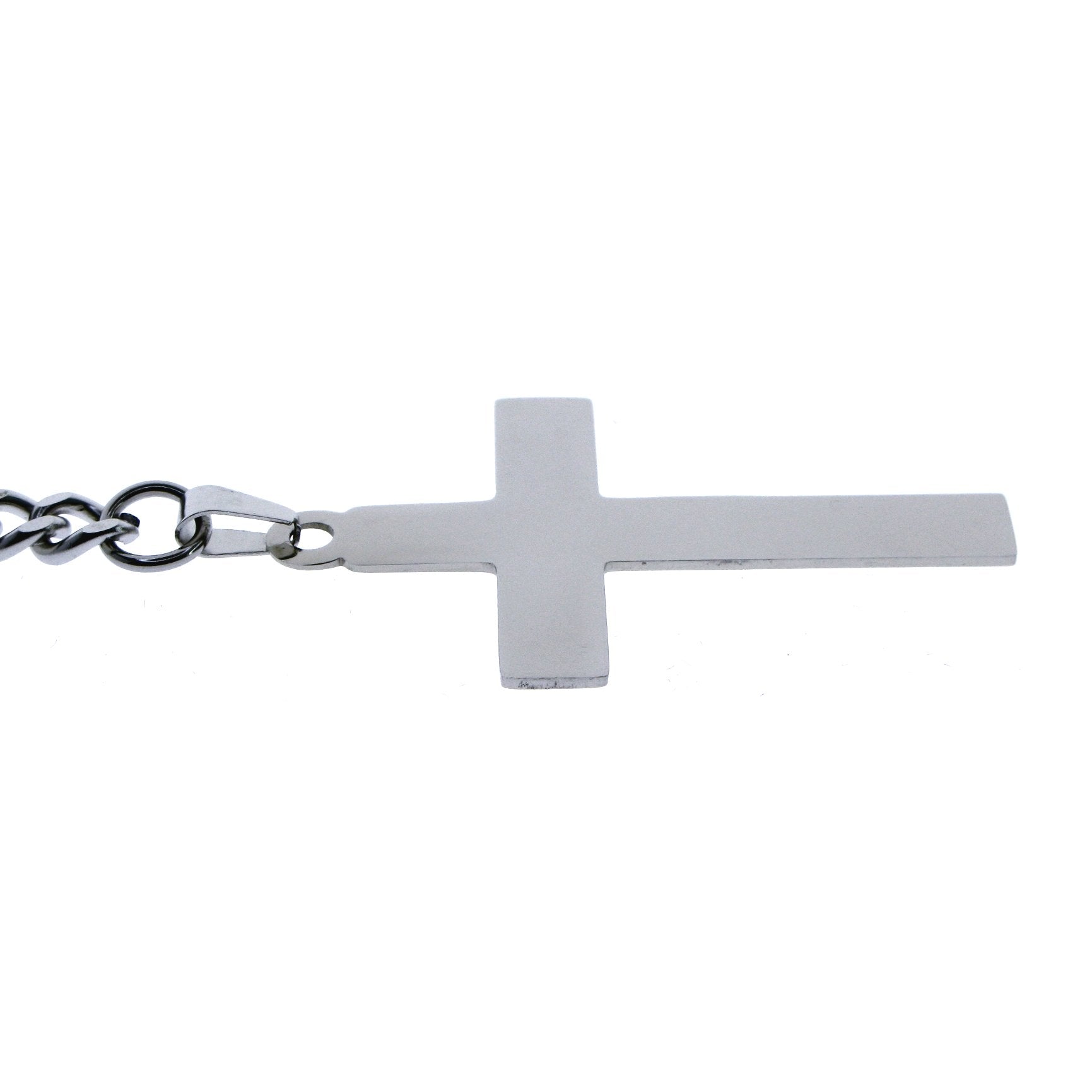 Albert Chain Pocket Watch Chains for Men All Real Stainless Steel with Steel T-Bar and Steel Religious Cross Fob ACS07