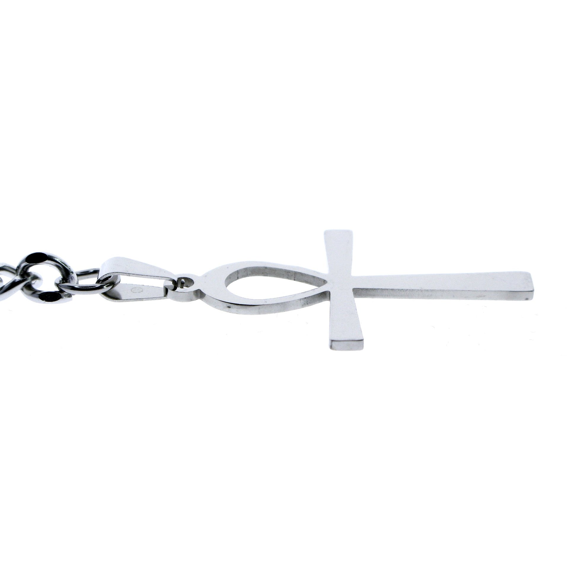 Albert Chain Pocket Watch Chains for Men All Real Stainless Steel with Steel T-Bar and Steel Religious Cross Fob ACS08