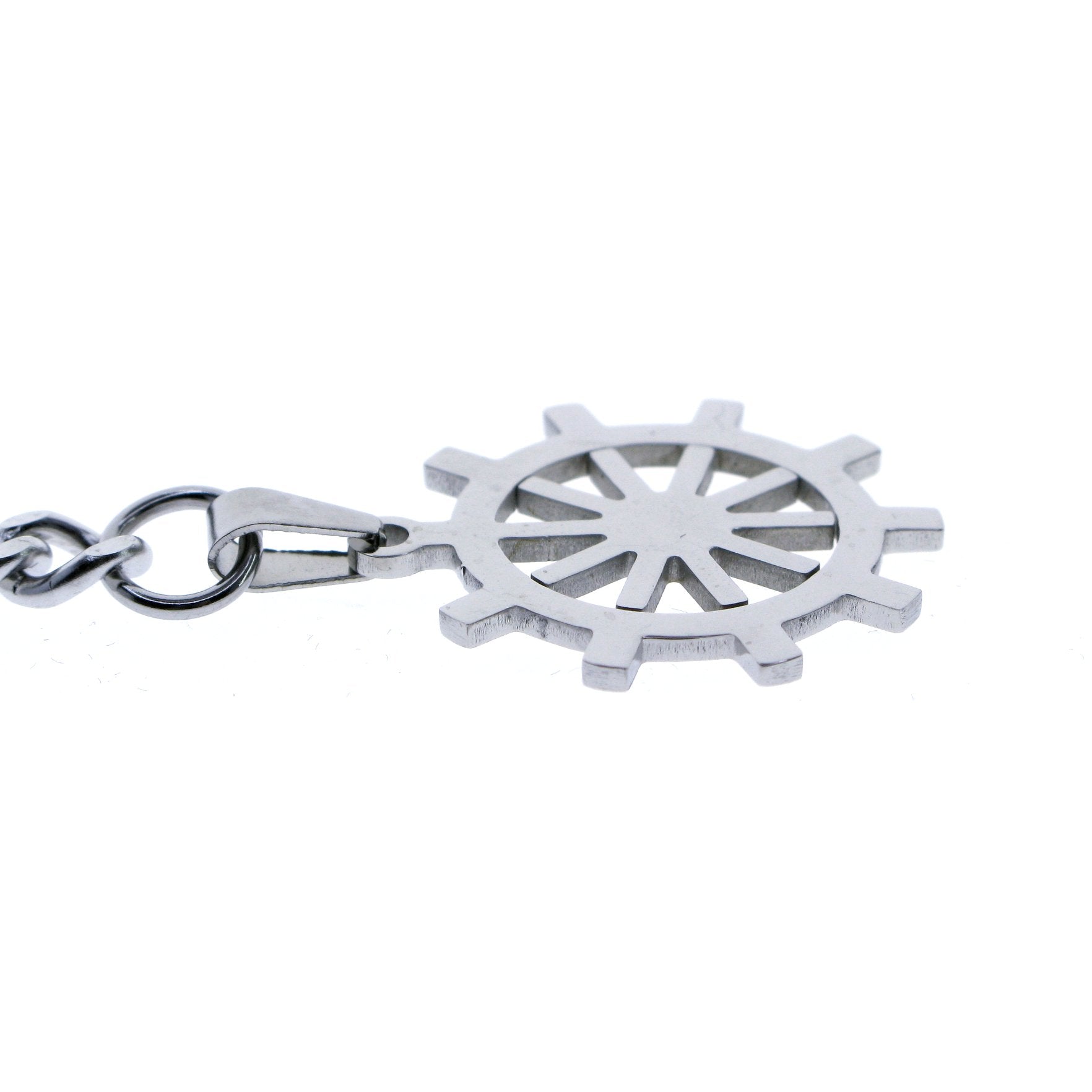 Albert Chain Pocket Watch Chains for Men All Real Stainless Steel with Steel T-Bar and Steel Ship Wheel Fob ACS09