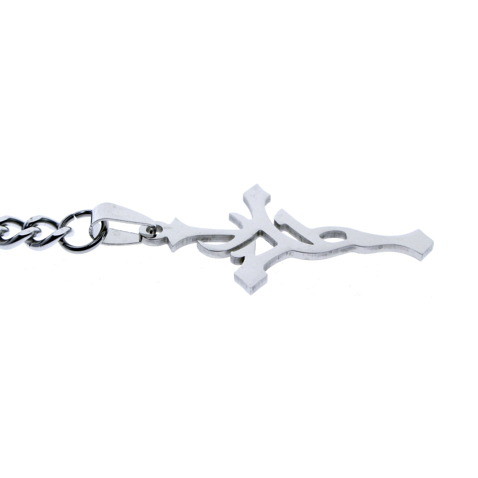 Albert Chain Pocket Watch Chains for Men All Real Stainless Steel with Steel T-Bar and Steel Religious Cross Design Fob ACS10